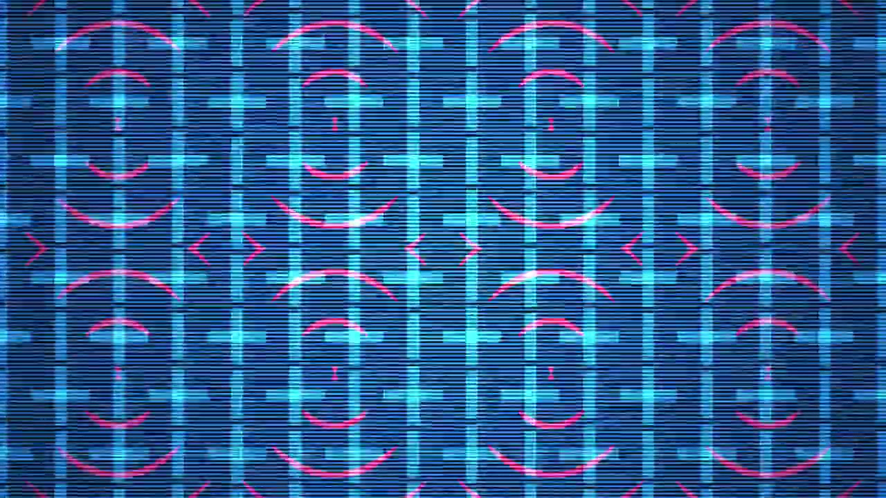 Abstract Digital Pattern with Pulsing Geometric Shapes and Glitch Effect