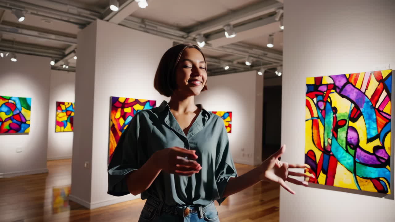 Donna in una galleria d'arte