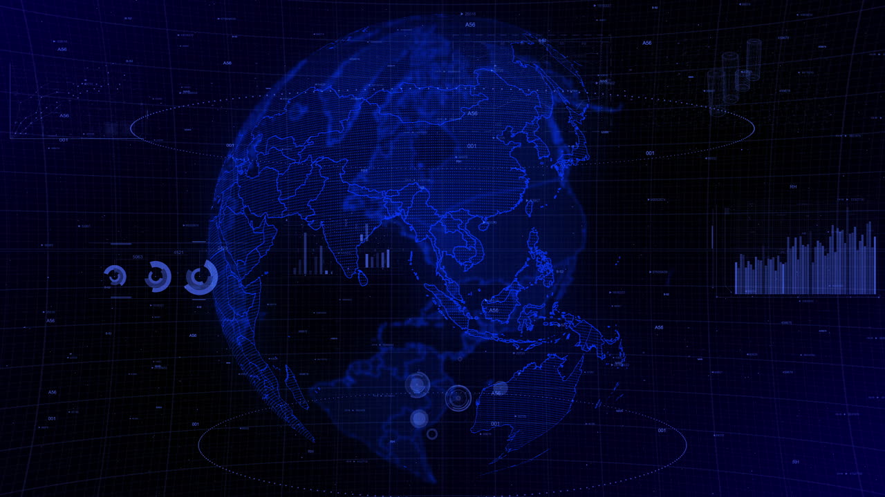 cinematic digital globe rotating video background showcases zooming in on Thailand country