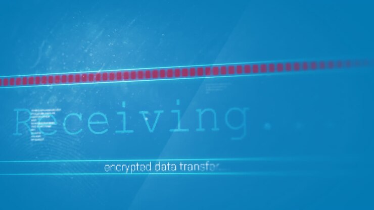Animation of data processing on blue background