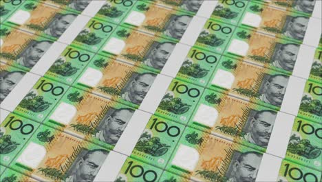 100 australlian dollar banknotes printed by a money press