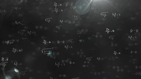 animation of mathematical drawings and formulas over lights on dark background