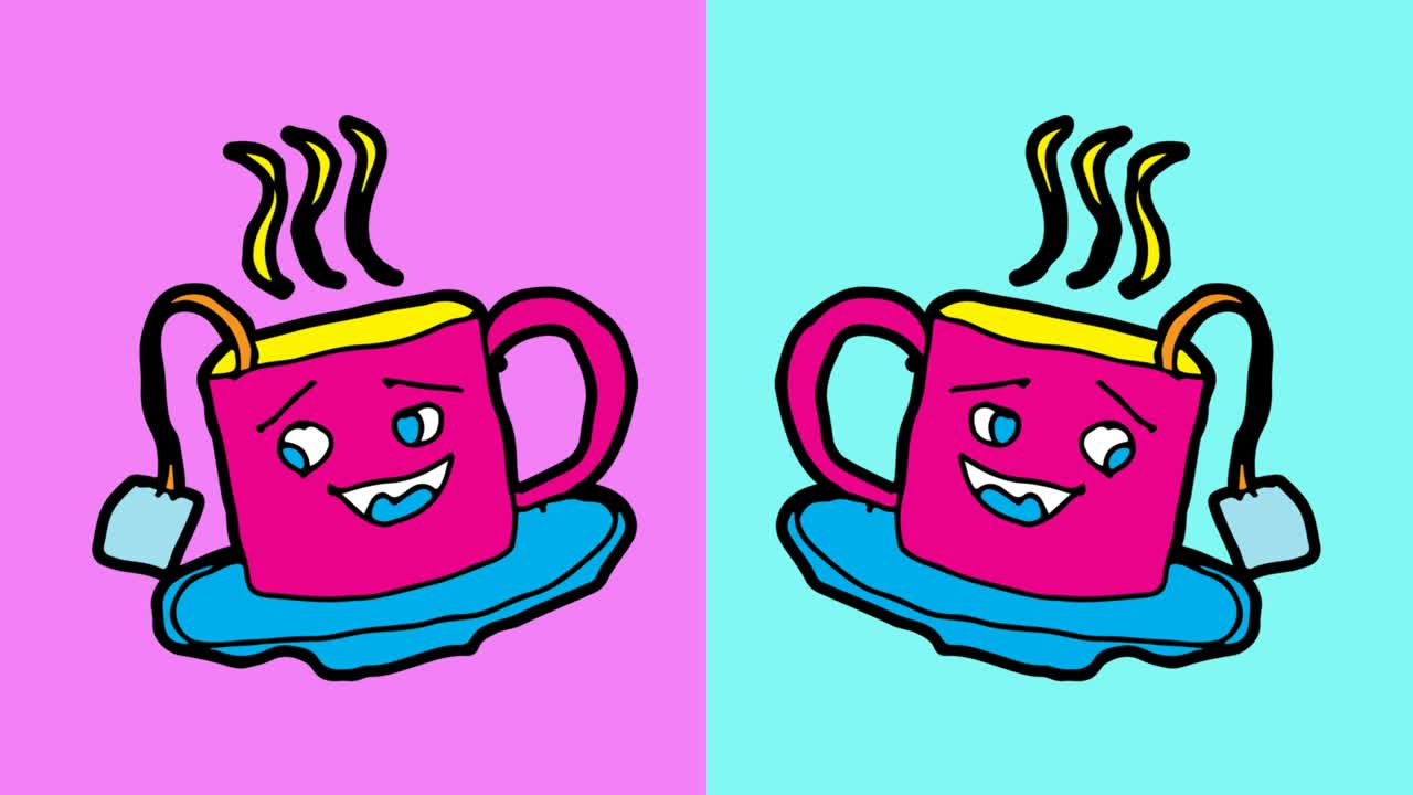 Sfondo pop art seamless con disegni di bambini a tema tè