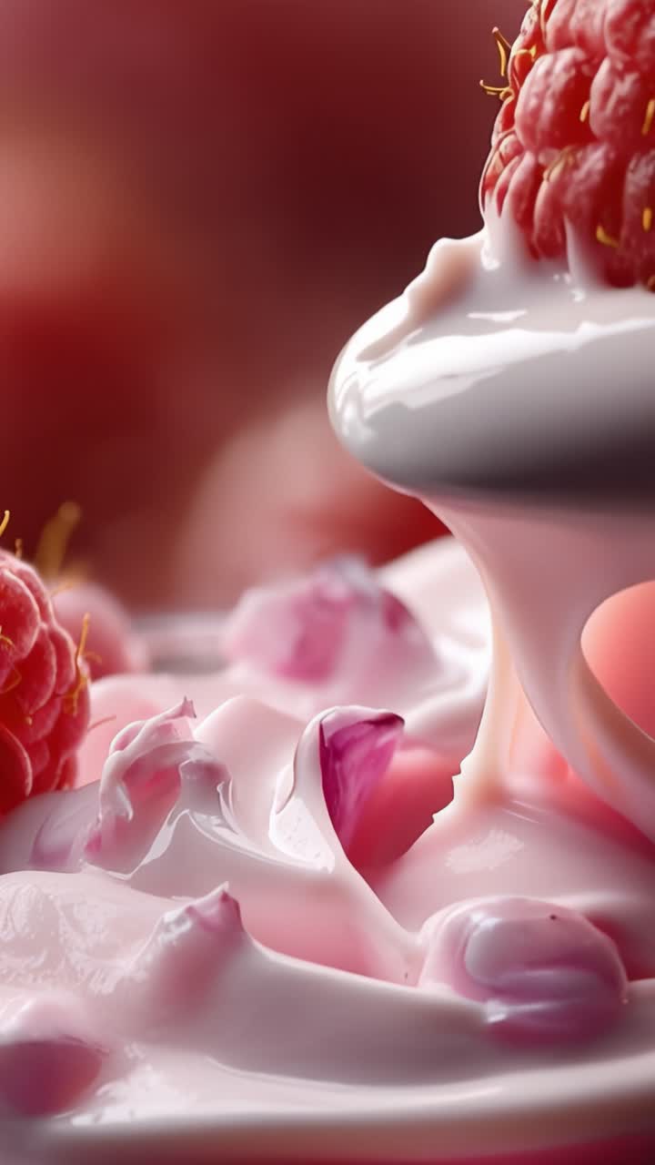 Creamy Dessert Delight: A Tempting Scoop of Smooth Pink Yogurt with Fresh Raspberries Perfectly Balanced for Elegant Treats and Indulgent Moments