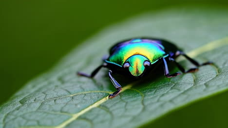 iridescent jewel beetle on a leaf
