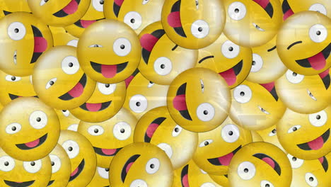 animación de emojis que caen sobre una mujer usando un teléfono inteligente