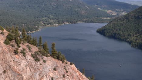 Gibraltar-Rock-and-Paul-Lake:-A-Drone's-Journey-Through-a-Stunning-Mountain-Lake-Paradise