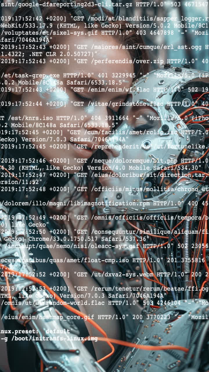 female cyborg robots embracing and in love made with generative AI