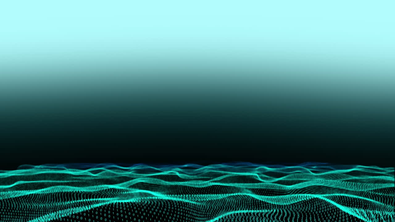 Green waves on a pale blue background