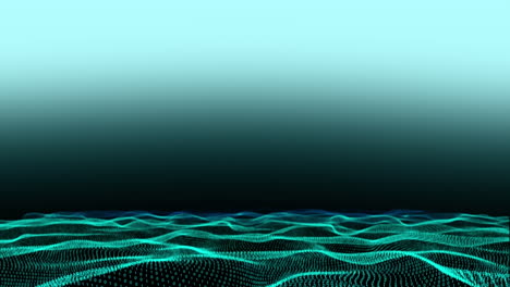 ondas verdes en un fondo azul pálido