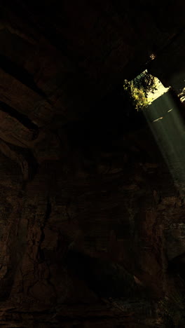 sunlight beam in dark cave