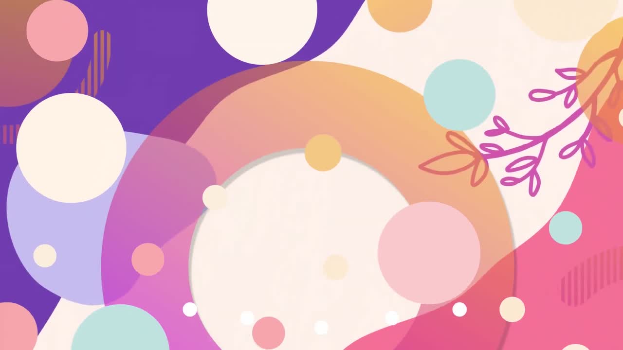 ⁇  배경 위에 다채로운 모양과 점의 애니메이션