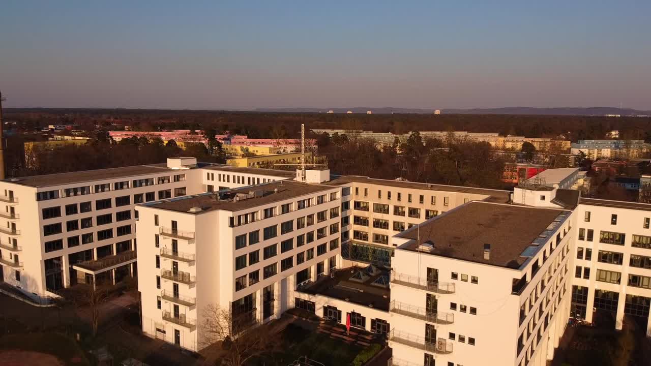 Aerial View of a Residential Area at Sunset