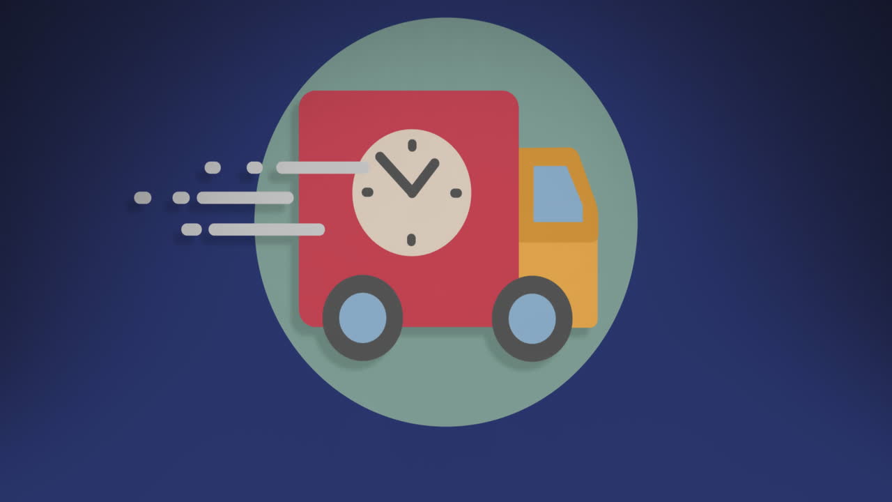 파란색 배경 위에 시계 아이콘이 있는 밴 애니메이션