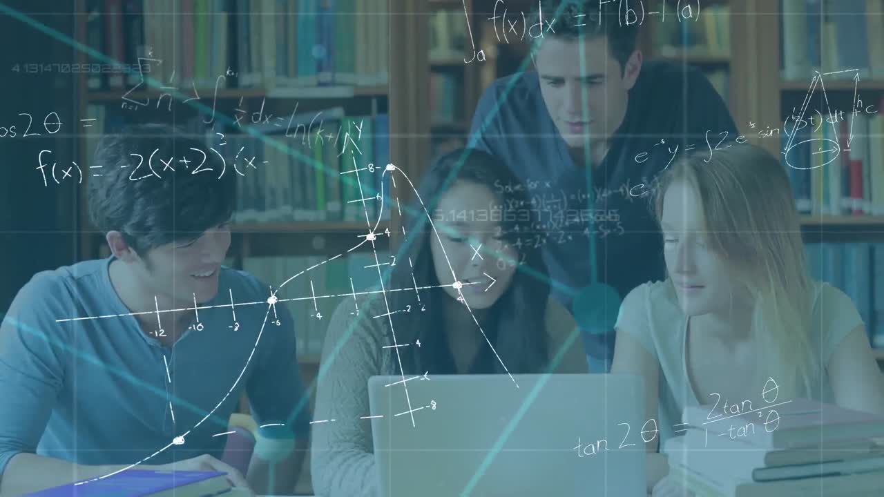 estudiantes universitarios estudiando en la biblioteca