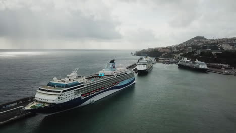 drone shot of the port of madeira