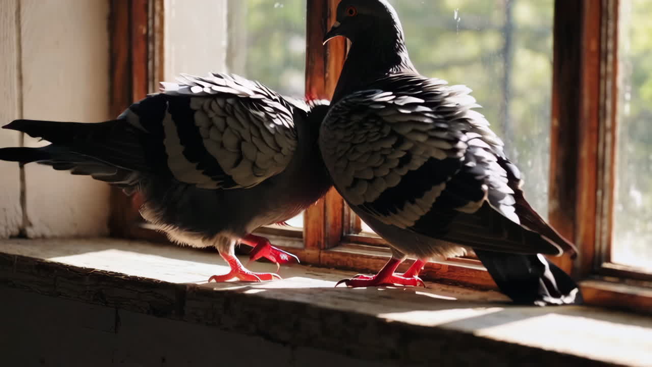 Two Pigeons on a Windowsill