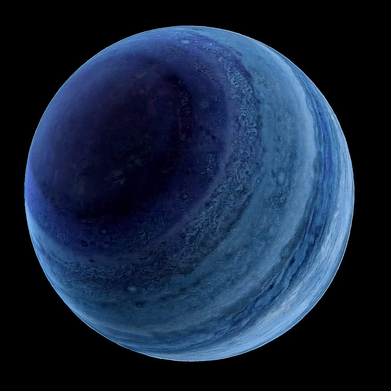 Animasi planet bertekstur biru misterius sebagai aset terisolasi, video 4K transparan, saluran alfa