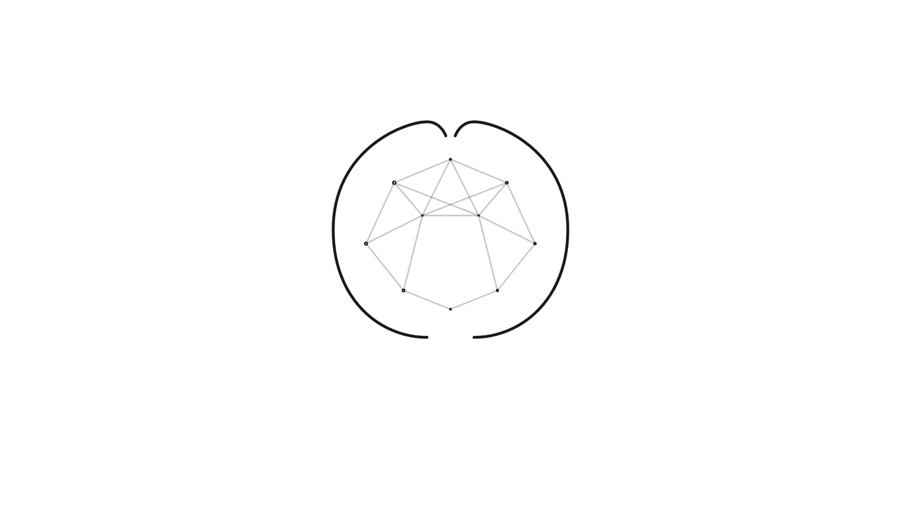 Minimalistische geometrische Netzwerkanimation auf weißem Hintergrund