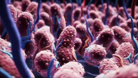 an intricate view of microscopic life: captivating imagery of bacteria in a vivid and detailed 3d environment, showcasing their unique structures and interactions