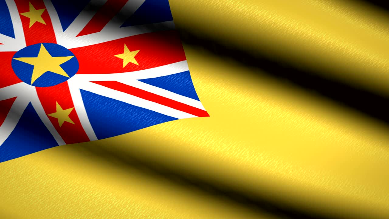 Niue Flag Waving Textile Textured Background. Seamless Loop Animation. Full Screen. Slow motion. 4K Video