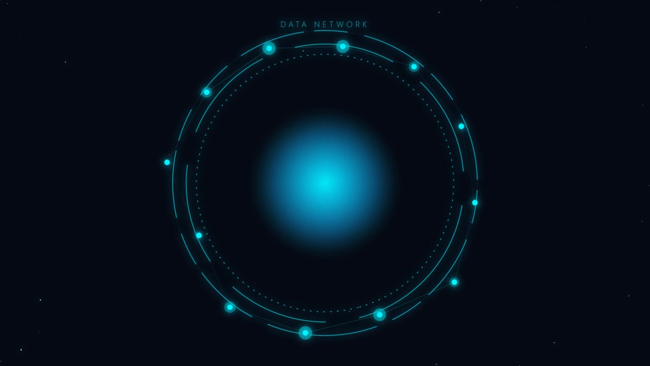 Abstract Digital Data Network Interface with Glowing Blue Core