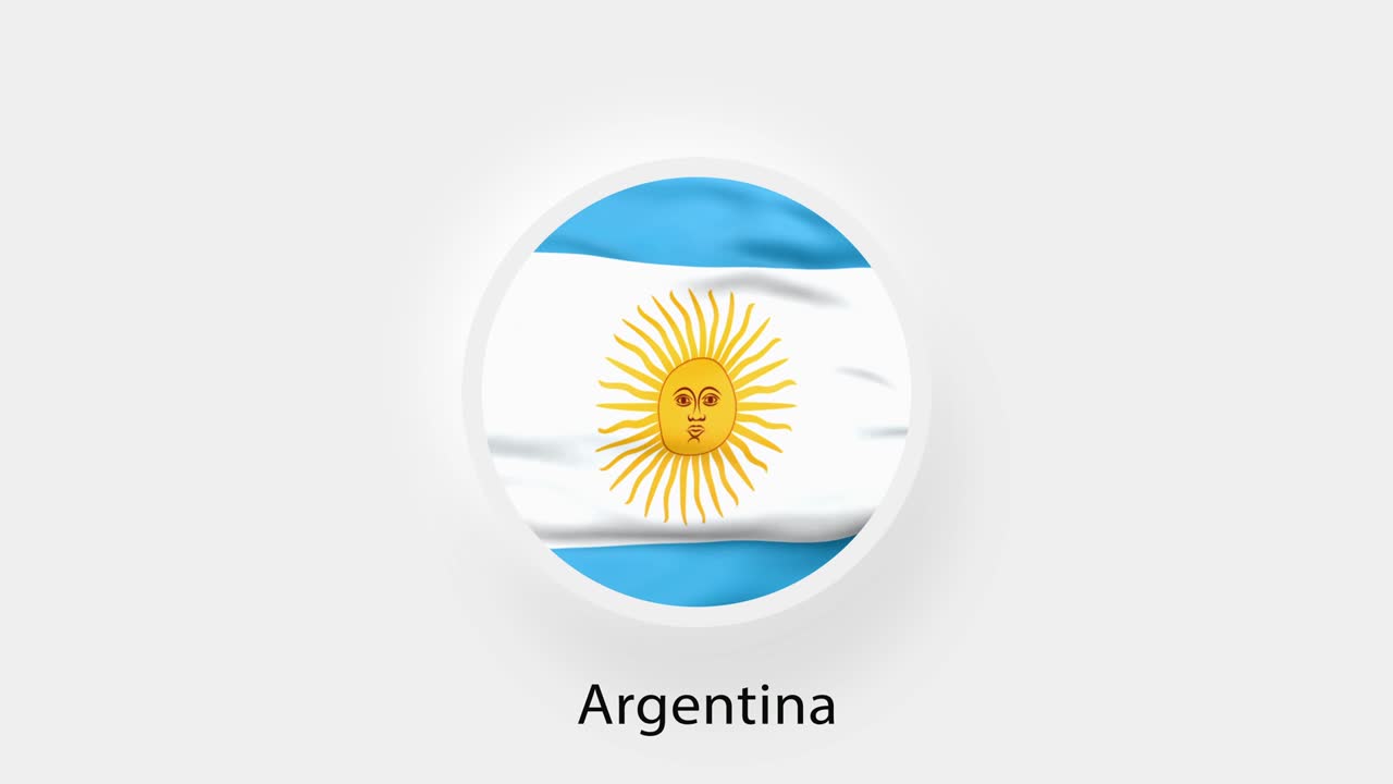 la bandera argentina en bucle circular. la bandera nacional animada de argentina. el movimiento realista de la bandera argentinesa. 4k
