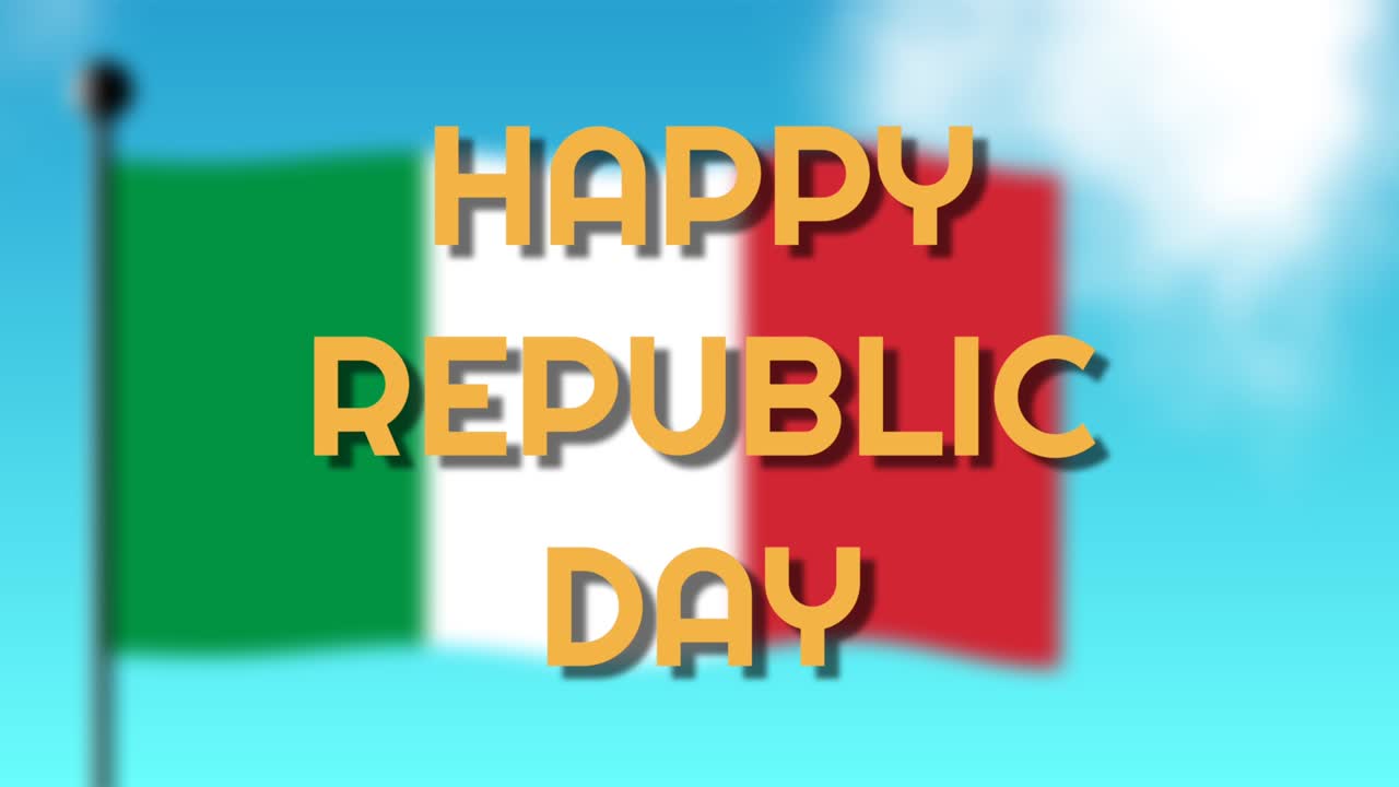 Happy republic day clip on blur Italy background. Clip for Italy national day.