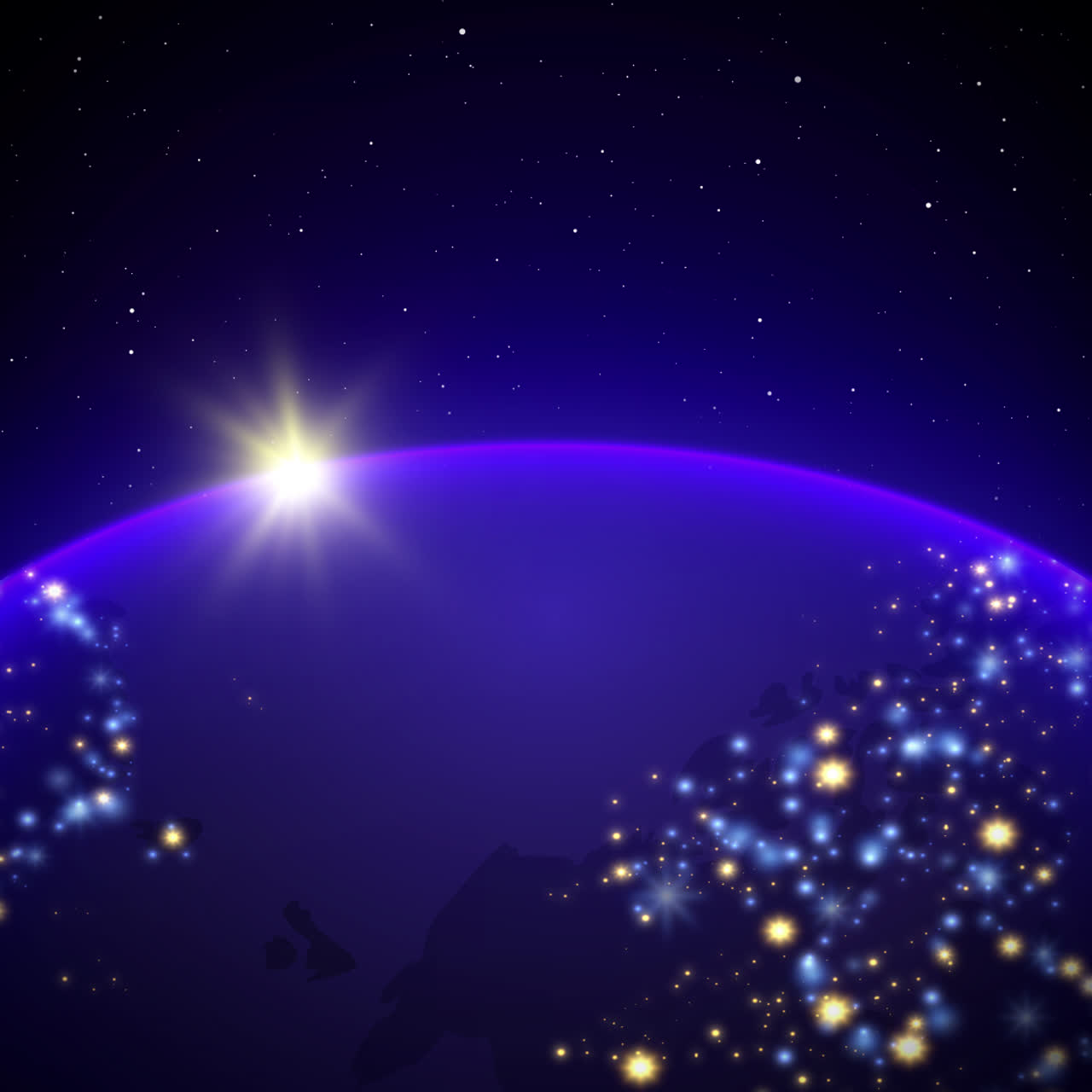 우주에서 지구의 해가 뜨는 모습