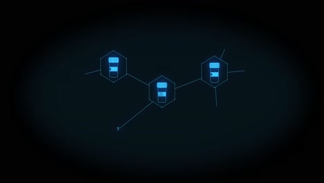 Animation-of-growing-network-of-blue-medication-icons-on-black-background