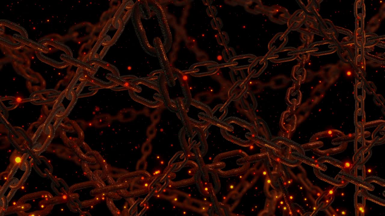 스파크 불 입자 배경 루프 애니메이션과 함께 녹은 사슬