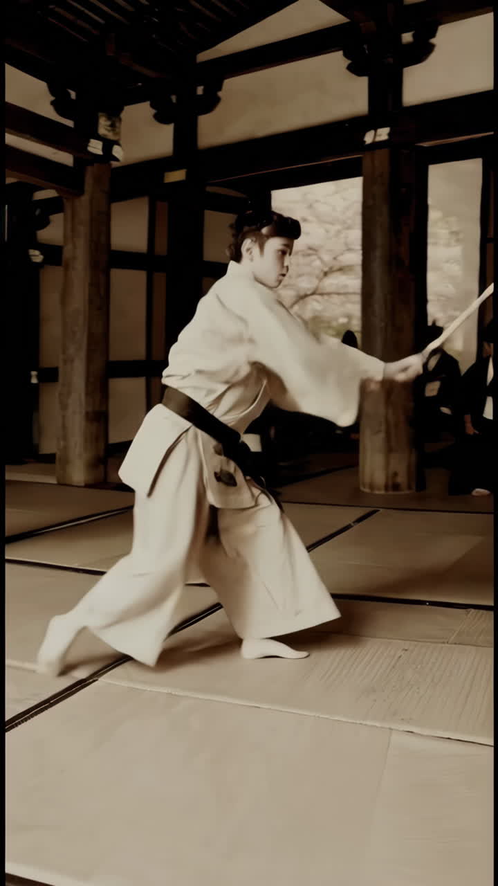 Japanese Martial Arts and Cultural Performance in a Traditional Garden Setting