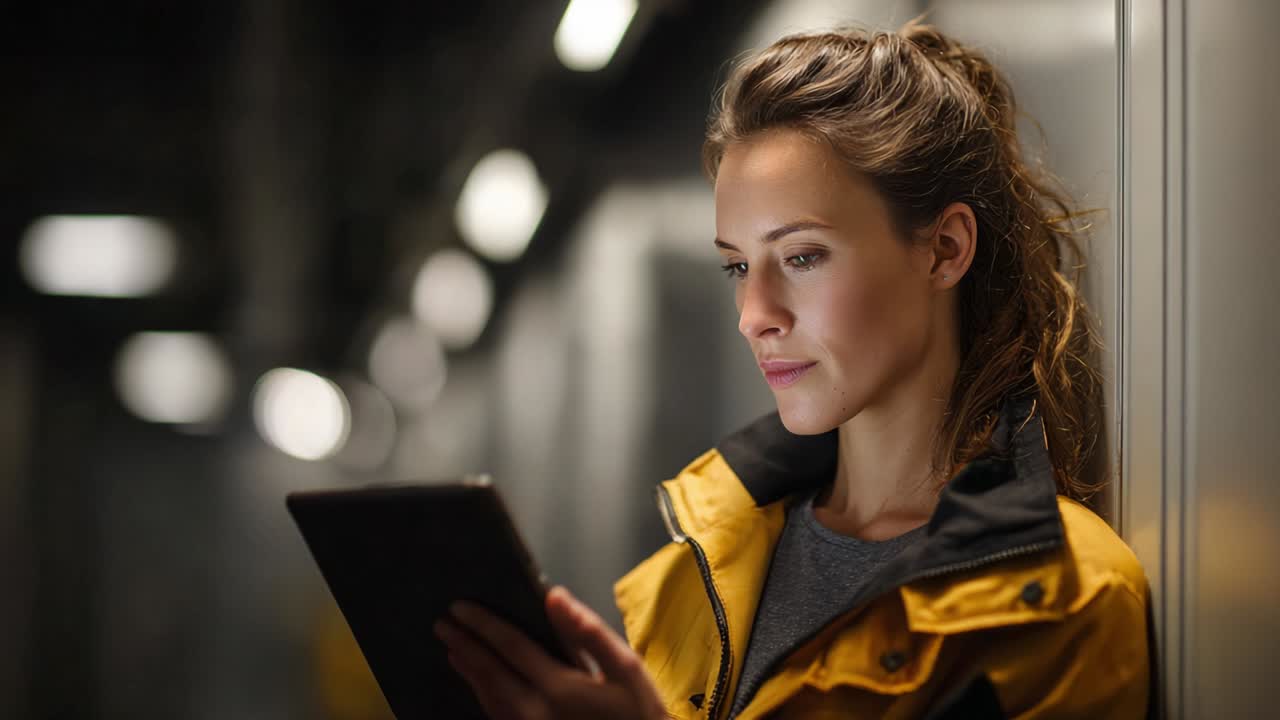 Woman using tablet indoors