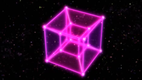 teseracto hipercubo de 4 dimensiones girando en el espacio exterior y las estrellas - animación de fondo de movimiento de bucle sin costuras de 4k