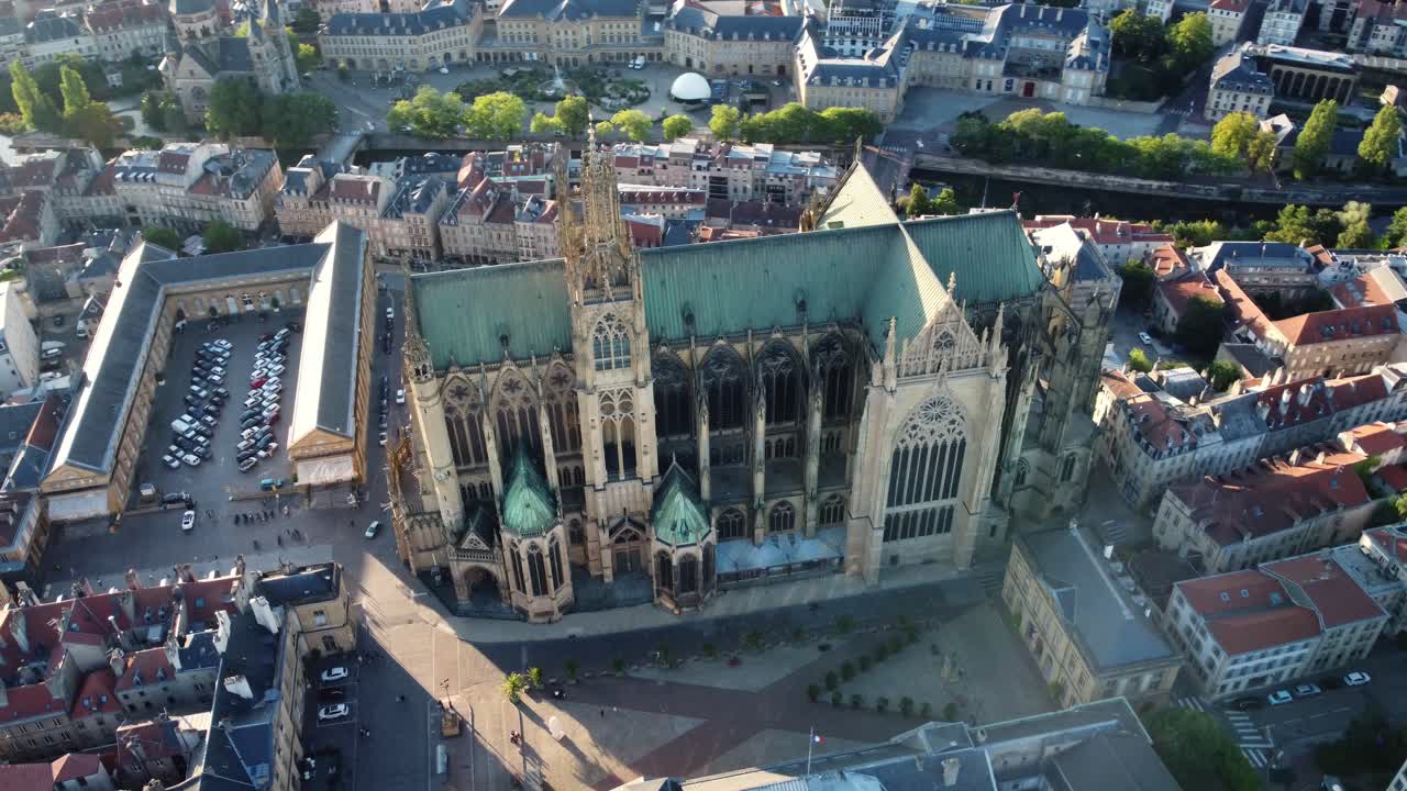 Aerial view of Metz Cathedral and surrounding city