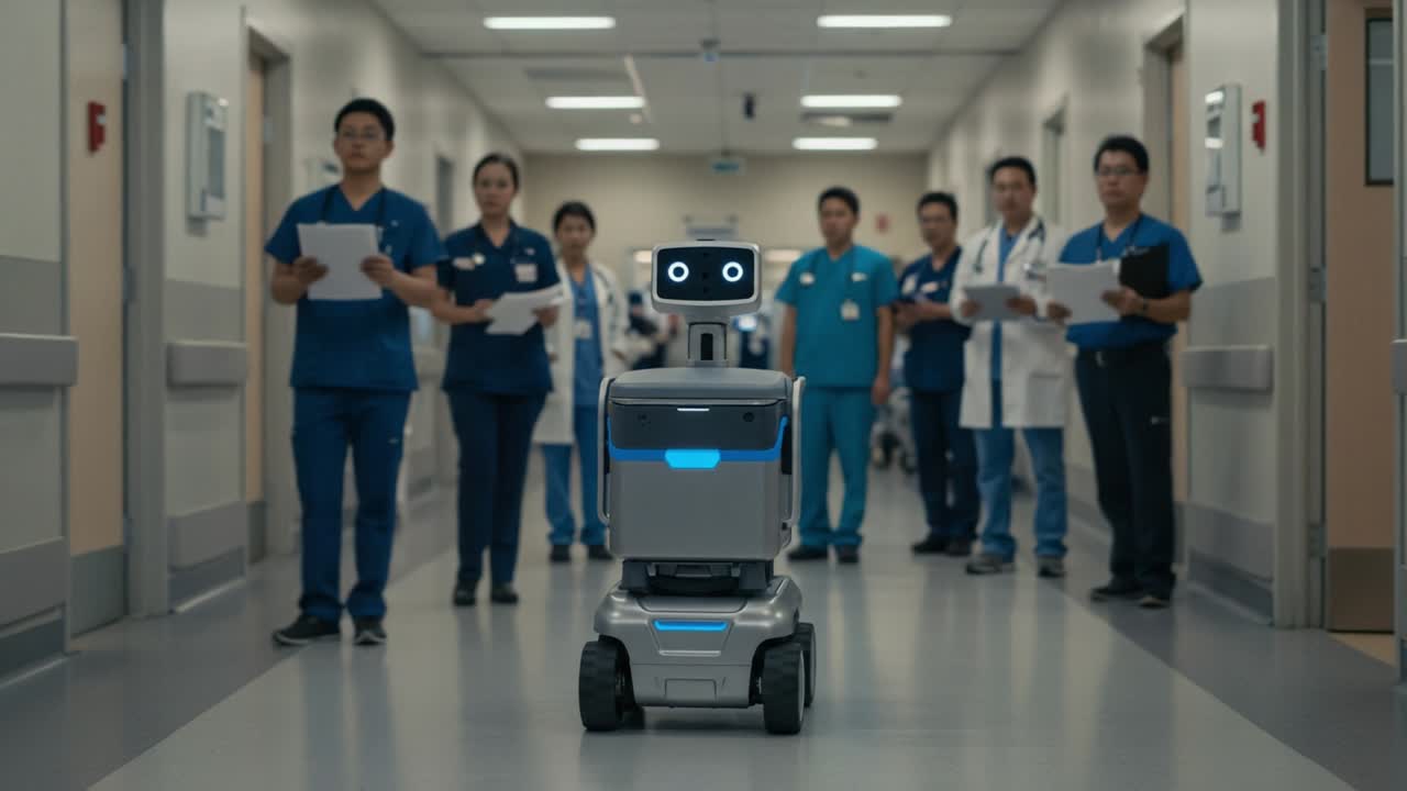 A Healthcare Robot Assists Medical Team in Hospital Hallway: A Collaboration Between Technology and Caregivers in Modern Medicine