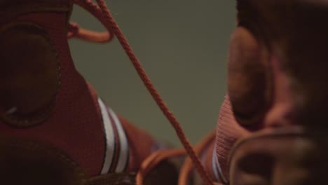 close-up of old-fashioned brown high-top shoes