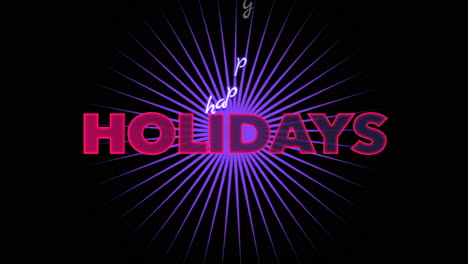 Colorful-neon-Happy-Holidays-design-on-black-background