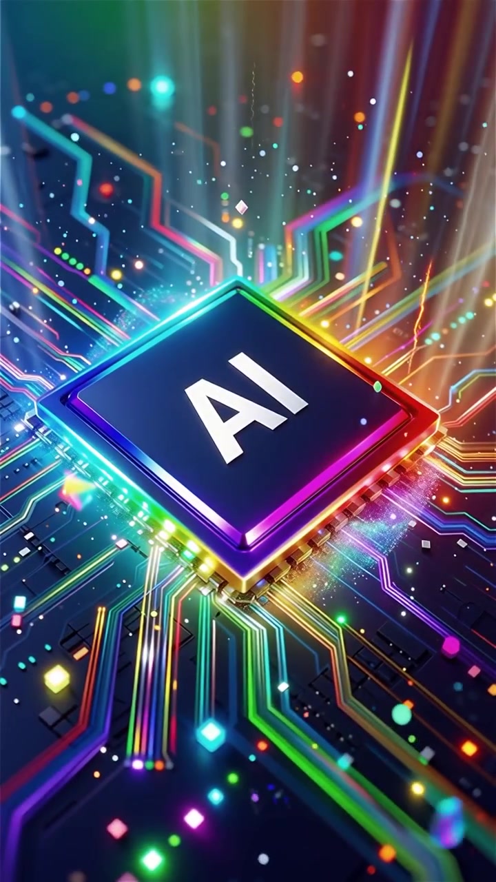 Futuristic AI Chip Motherboard Technology Background