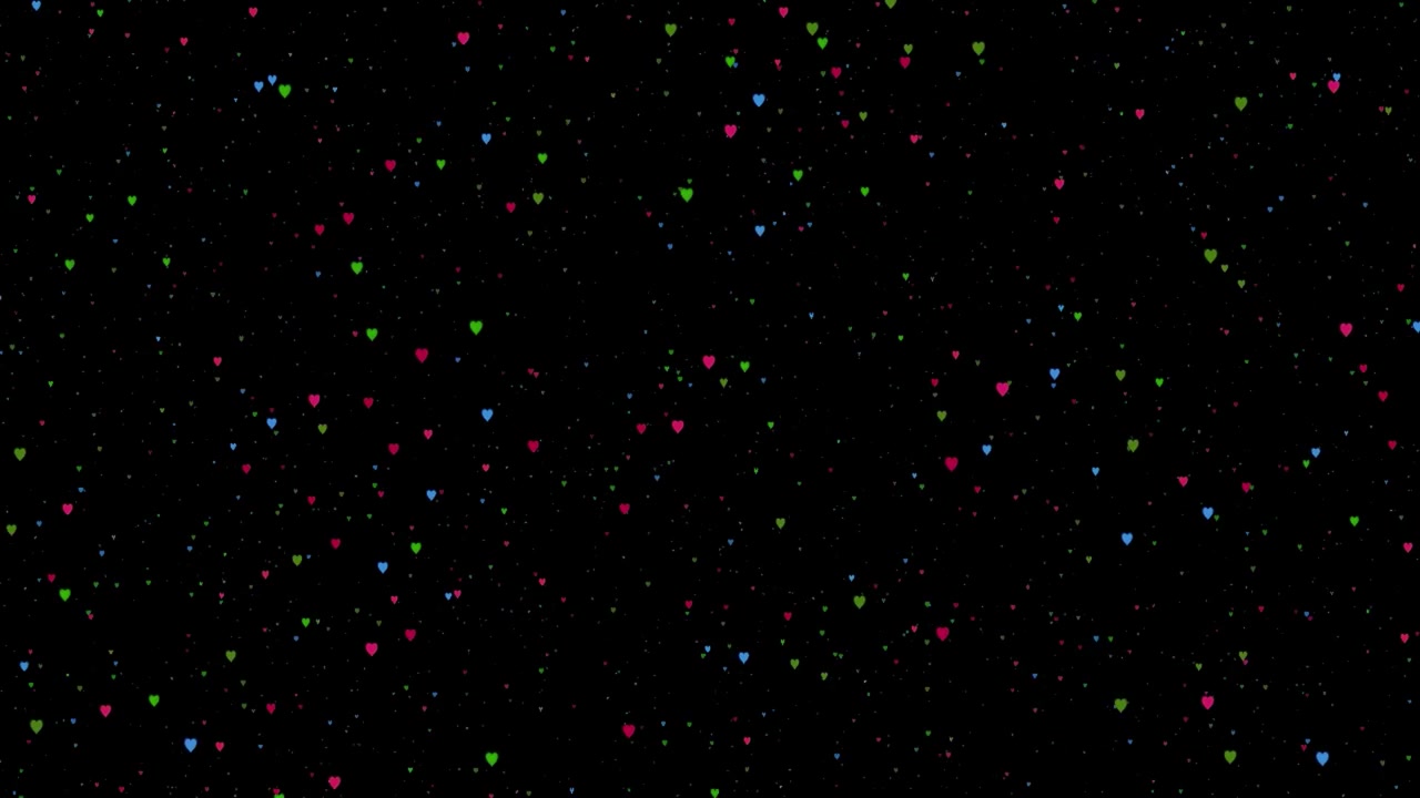Cuori Colorati Animati che Fluttuano su Sfondo Nero