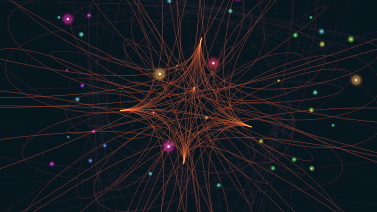 Multilayered network intricate connections illustrated through lines and dots