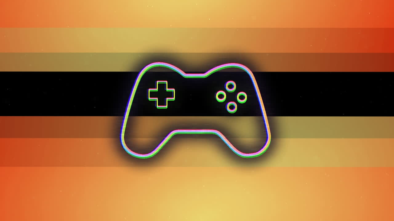 animación de la plataforma de videojuegos sobre líneas naranjas