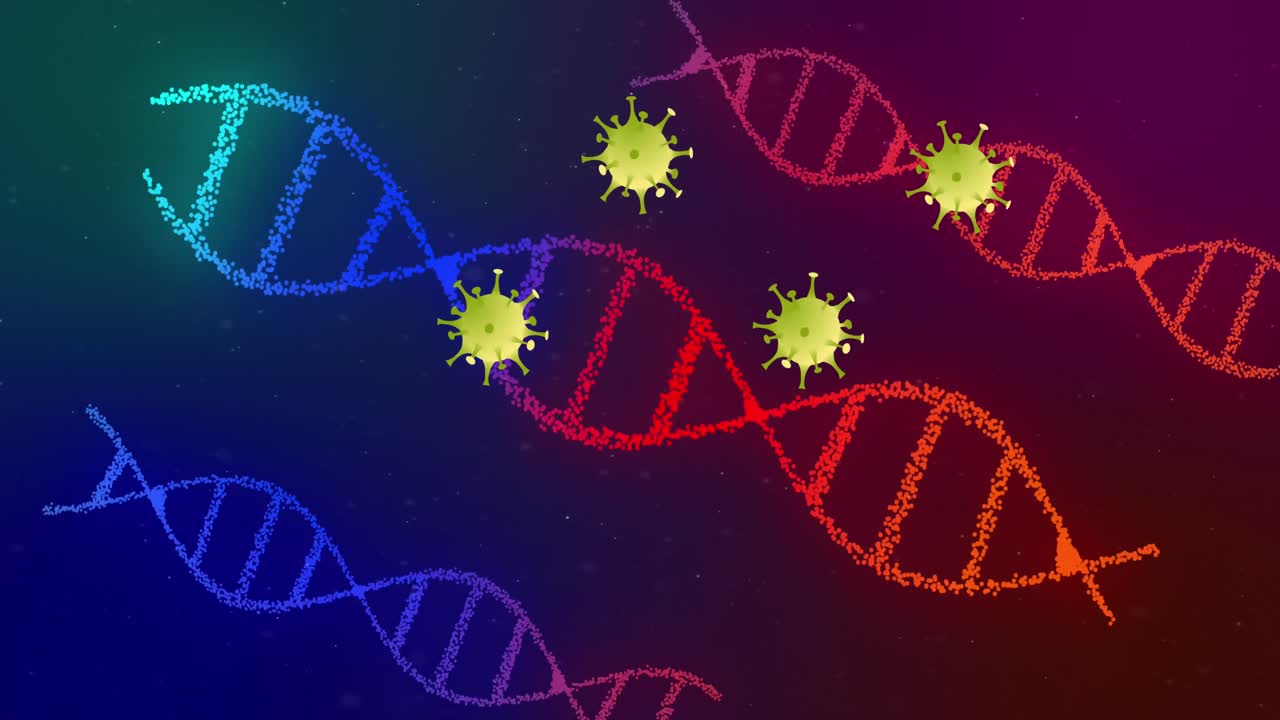 animación de las células del virus sobre cadenas de adn