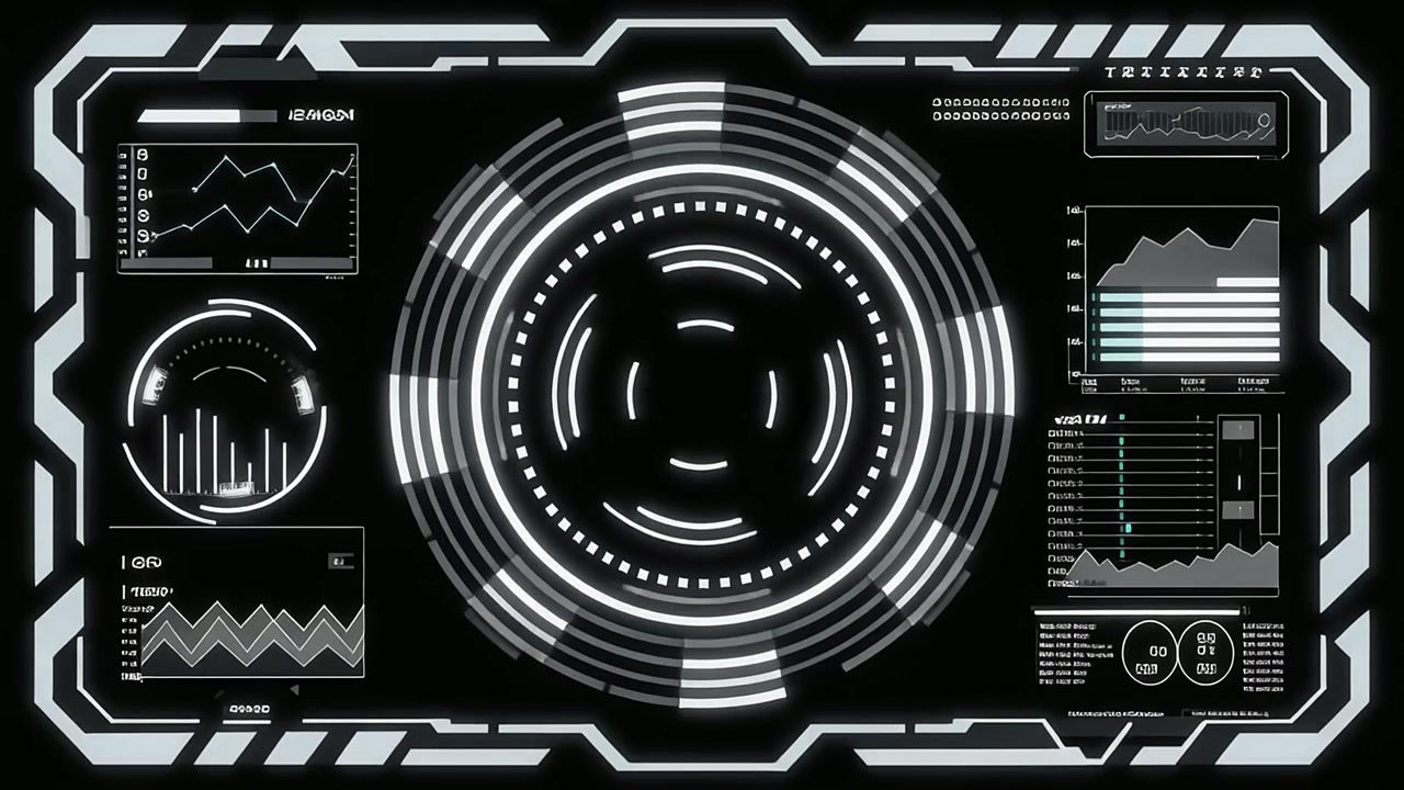 Animated Futuristic User Interface with Data Visualization