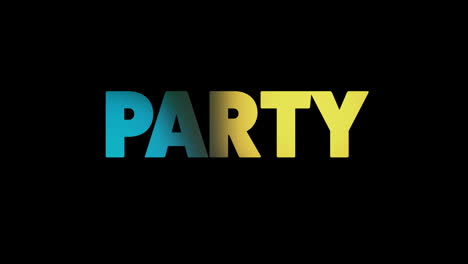 animation of party text and flickering lights on black background