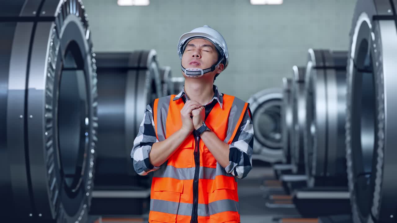 걱정스러운 공장 노동자