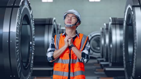 trabajador de fábrica preocupado