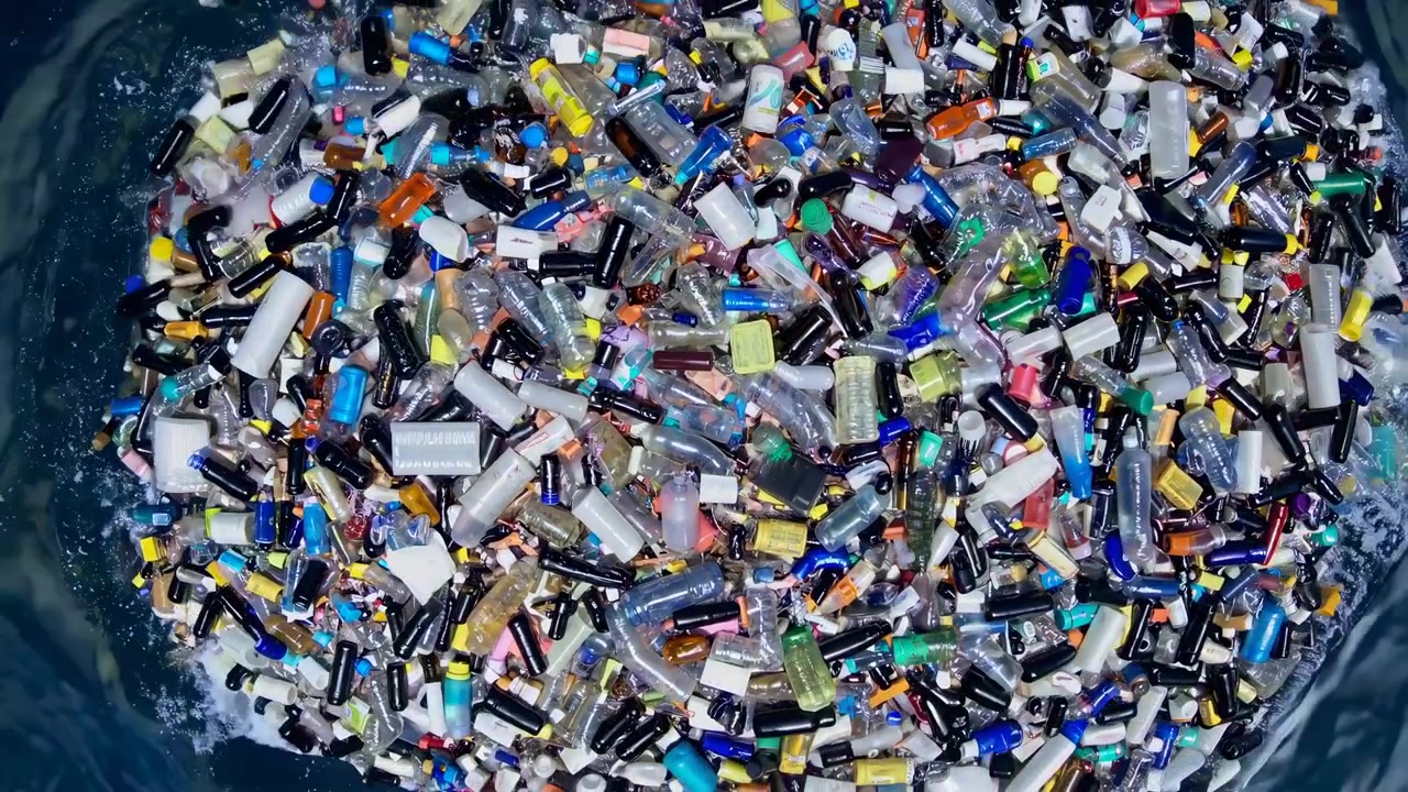 Massive Collection of Plastic Waste Floating in Ocean
