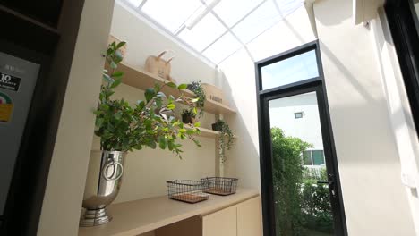 beige home pantry area decoartion with glass roof