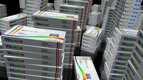 vitamin pills in box packs loop animation